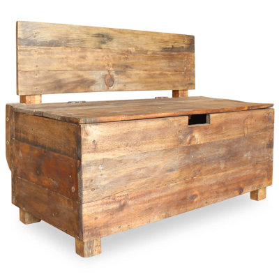vidaXL Wooden Bench with Storage, Rustic Style, Reclaimed Wood, 33.9"x15.7"x23.6" Brown