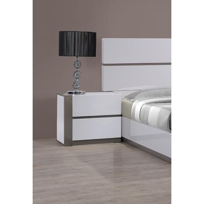 Bellemy 2 - Drawer Plastic Left Facing Nightstand in White by Wade Logan
