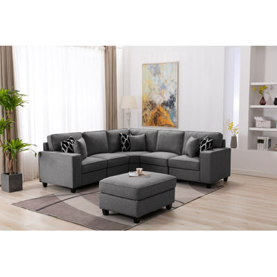 Amyya 106.6" Wide Symmetrical Modular Corner Sectional with Ottoman by Latitude Run