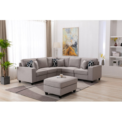 Amyya 106.6" Wide Symmetrical Modular Corner Sectional with Ottoman by Latitude Run