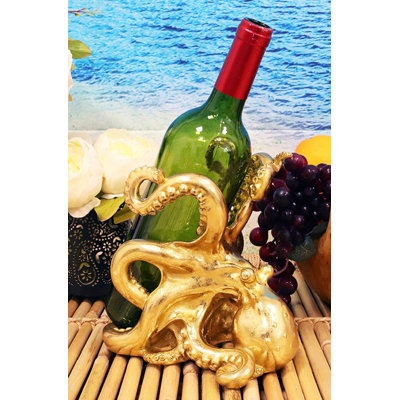Ladwig 1 Bottle Tabletop Wine Bottle Rack in Gold by Highland Dunes