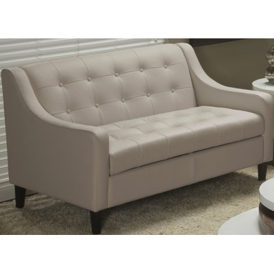Dann 55" Genuine Leather Recessed Arm Loveseat by Red Barrel Studio