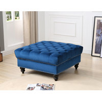 Nola 35" Wide Velvet Tufted Square Standard Ottoman by Glory Furniture