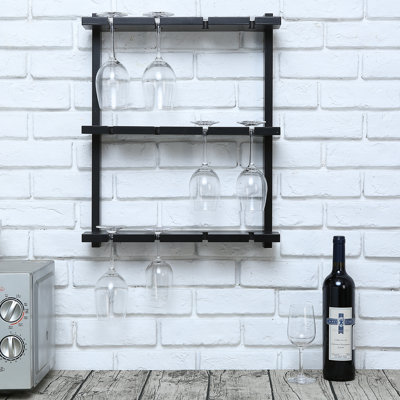 Aniel Wall Mounted Wine Glass Rack in Black by Ebern Designs