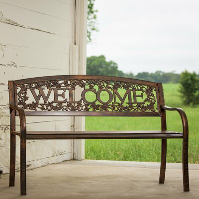Pedra Welcome Steel Garden Bench by Charlton Home
