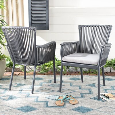 Mahaffey Rope Stacking Patio Dining Chair with Cushion by Ivy Bronx