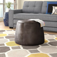 Laurenn Faux Leather Pouf