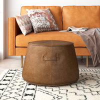Laurenn Faux Leather Pouf