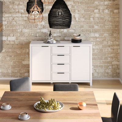 Hollander 54"W Solid Wood Contemporary 2-Door Sideboard Buffet with 4 Center Drawers by Simpli Home