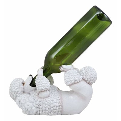 Comanche Lifelike Purebreed Pedigree Canine Adorable Poodle Dog 1 Bottle Tabletop Wine Bottle Rack by August Grove