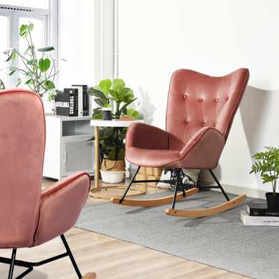 Channel Velvet High Back Arms Rocking Accent Chair by Hashtag Home