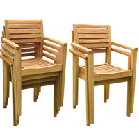 Douthat Stacking Teak Patio Dining Chair by Rosecliff Heights