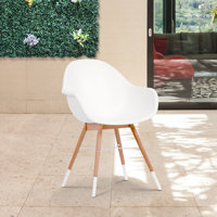 Alyisa Wood Modern Patio Dining Chairs (Set Of 2) by Lark Manor