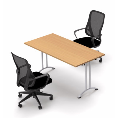 Hadden 2 Person Conference Meeting Table with 2 Chairs Complete Set by Symple Stuff