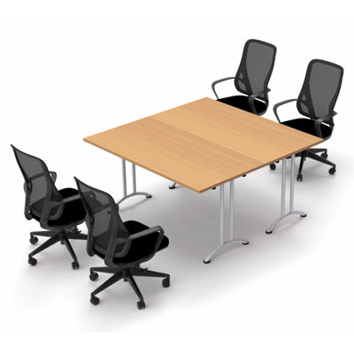 Haga 4 Person Conference Meeting Tables with 4 Chairs Complete Set by Symple Stuff