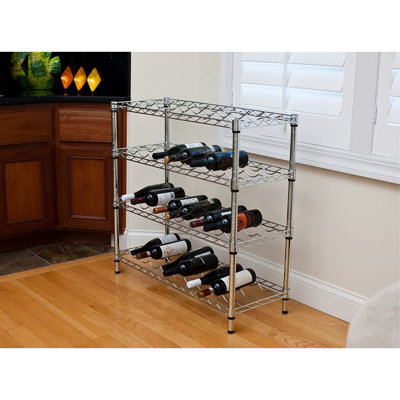 Seema 36 Bottle Floor Wine Bottle Rack in Chrome by Rebrilliant