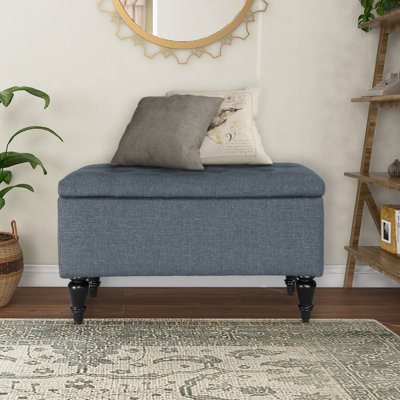 Balcom Upholstered Flip Top Storage Bench with Solid Wood Legs by Lark Manor