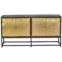 80 Inch Narrow Sideboard Brass Gold Doors Handmade Pattern by Dakota Fields