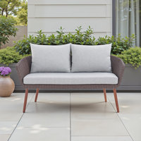 Tomko 57" Wide Wicker Loveseat with Cushions by Beachcrest Home