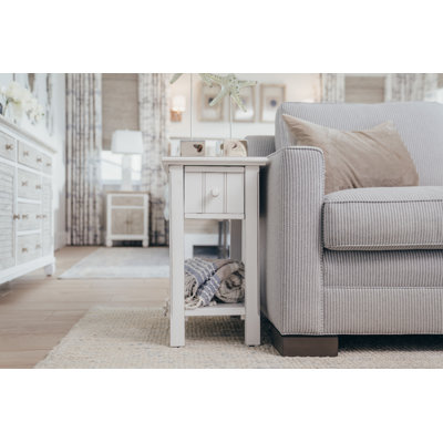 Kolya Coastal White Solid Wood Chairside End Table by Highland Dunes