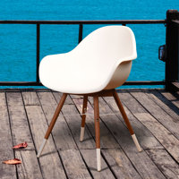 Alyisa Wood Modern Patio Dining Chairs by Lark Manor