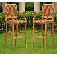 Maiden Lane Giva Grade A Outdoor 30" Teak Patio Bar Stool by Highland Dunes