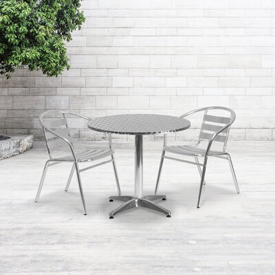 Siyah Round Aluminum Smooth Top Indoor-Outdoor Bistro Table with Base by Ebern Designs