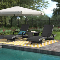 Billur Reclining Chaise Lounge Set with Table by Wade Logan