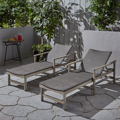Amanraj 78.75" Long Reclining Acasia Chaise Lounge Set by Union Rustic