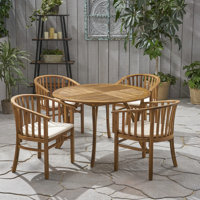 Round 4 - Person 47.25" Long Dining Set with Cushions by Highland Dunes