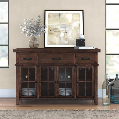 Alexus 56" Wide 3 Drawer Solid Wood Sideboard by Laurel Foundry Modern Farmhouse