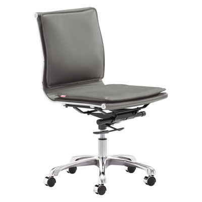 Lider Plus Armless Office Chair Grey by Zuo Hospitality