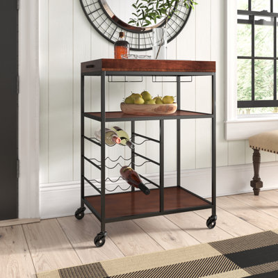 Ekkehard 3 Tiers Storage Serving Bar Cart with Wine Rack by 17 Stories