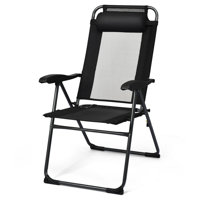 Gymax 4pc Folding Chairs Adjustable Reclining Chairs With Headrest Patio Garden Black