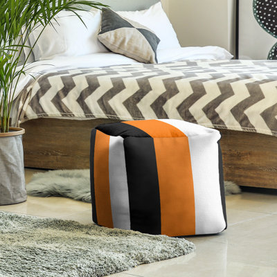Oklahoma Pistol 13" Wide Square Stripes Cube Ottoman by East Urban Home