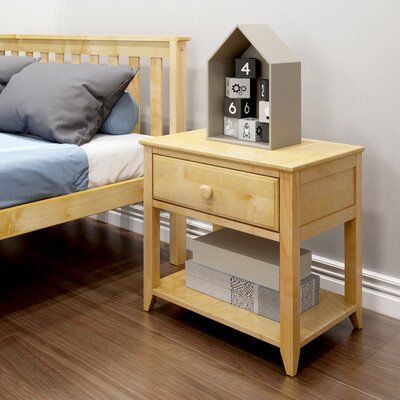 Lubin 1 Drawer Solid Wood Nightstand by Harriet Bee