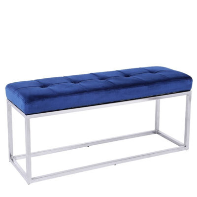 Atkin Modern Upholstered Bench – Distressed PU Leather Seat with Chrome Base, Entryway, Bedroom, or Lounge Accent Seating by Mercer41