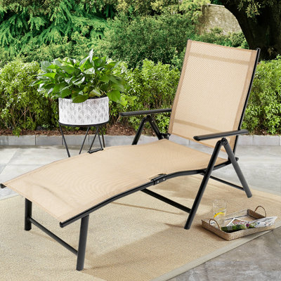 Patio Chaise Lounges Outdoor Folding Recliner Chair for Beach, Yard, Balcony, Poolside by Latitude Run