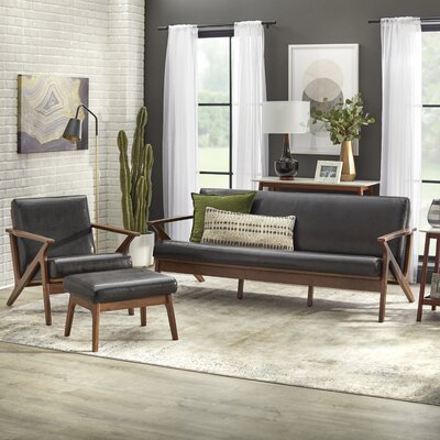 Choudhury 3 Piece Leather Standard Living Room Set by Union Rustic