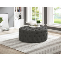 Gilbert Tufted Round Cocktail Ottoman by Rosdorf Park