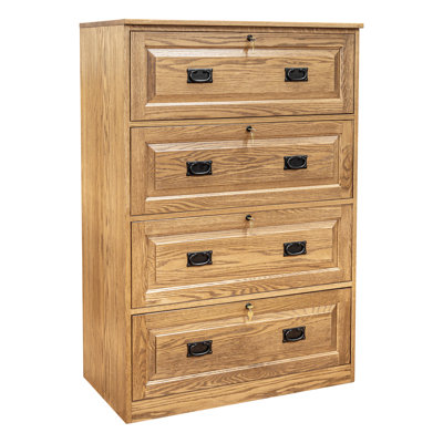 Traditional 4-drawer Brown Maple Lateral Filing Cabinet by Red Barrel Studio