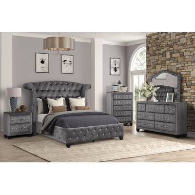 Rausch Upholstered Standard 4 Piece Bedroom Set by House of Hampton