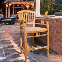 Orleans 24" Teak Patio Bar Stool by Red Barrel Studio