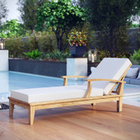 Modway Pier Outdoor Patio Teak Single Chaise by Modway
