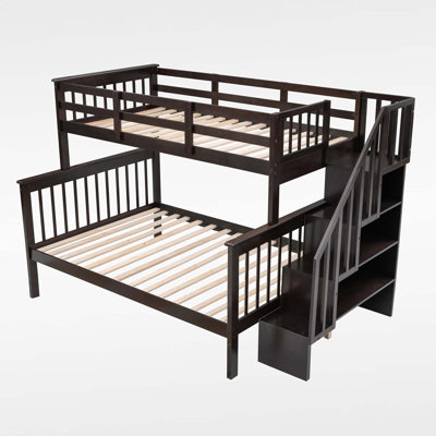Veyra Twin Over Full Bunk Bed With Storage Stairs by Harriet Bee