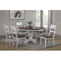 Idia 7 - Piece Extendable Round Solid Wood Dining Set by Ophelia & Co.