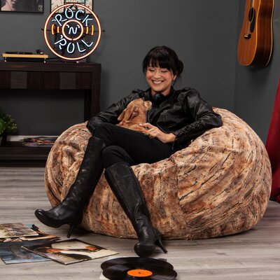 Saxx 4 Ft Plush Round Bean Bag - Premium Luxe Faux Fur by Latitude Run
