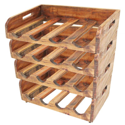 Ensminger vidaXL Wine Rack, Wine Bottle Holder for 16 Bottles, Handmade Floor Wine Cabinet by East Urban Home