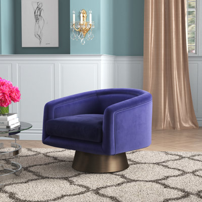 Pangea Home Andrea  33" Wide Velvet Swivel Club/Lounge Chair – Velvet - Modern Accent Chair with Curved Contemporary Design, Upholstered Lounge Chair by Willa Arlo Interiors