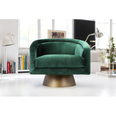 Pangea Home Andrea 33" Wide Velvet Swivel Club/Lounge Chair – Velvet - Modern Accent Chair with Curved Contemporary Design, Upholstered Lounge Chair by Willa Arlo Interiors